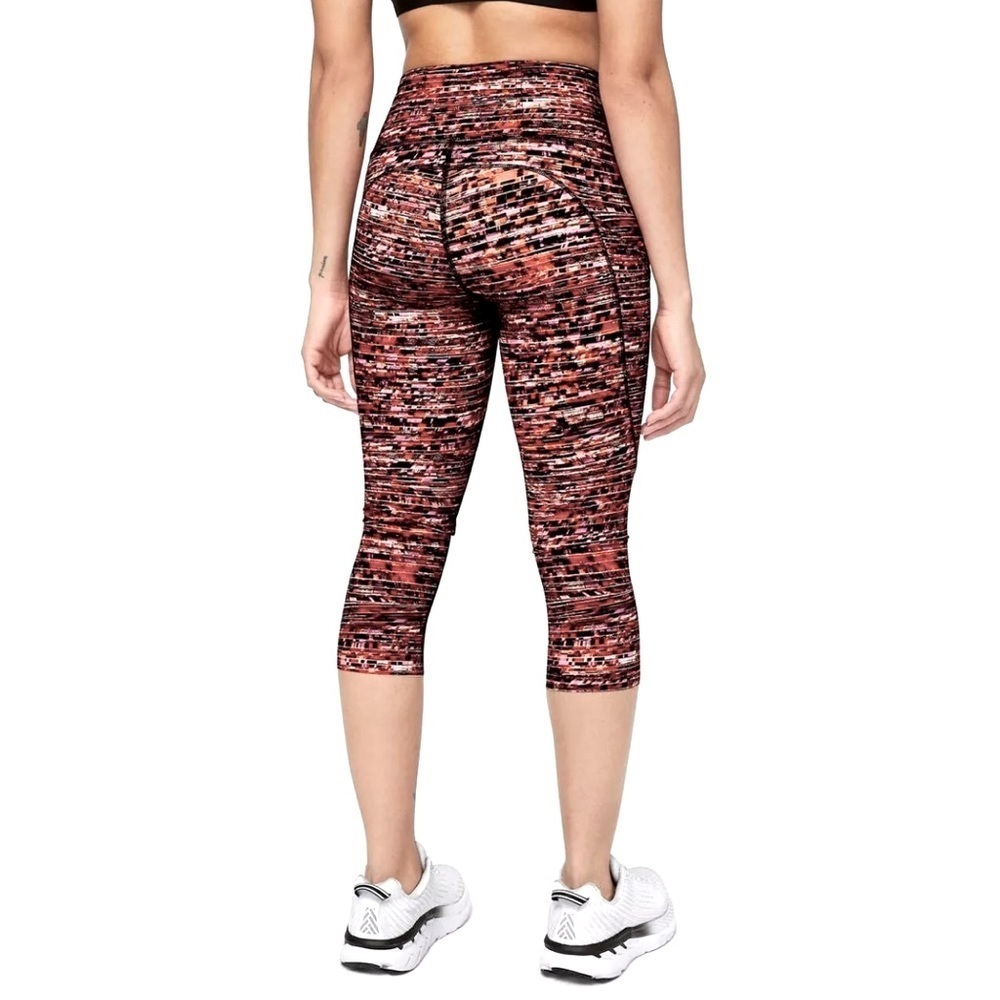 Lululemon Fast and Free Crop II 19” Nulux in Flash Pleat Orange Multi Size 2